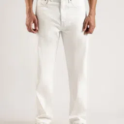 CALVIN KLEIN White Cotton Straight Fit Mid Rise Jeans-picture-21