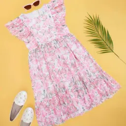 Pantaloons Junior Girls Pink Printed Full Sleeves Casual Dresses-picture-14