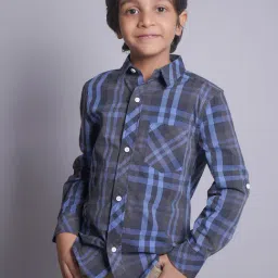 Biglilpeople Boys Black & Navy Checks Full Sleeves Shirt-picture-43