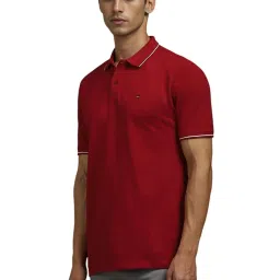 Louis Philippe Red Cotton Slim Fit Polo T-Shirt image 3