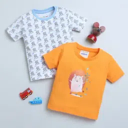 Bumzee Kids Orange & White Printed T-Shirt (Pack Of 2)-image-41