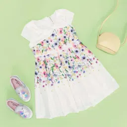 Pantaloons Junior Girls Off White Printed Casual Dresses-image-59