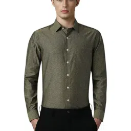 Louis Philippe Green Cotton Slim Fit Printed Shirt-image-90