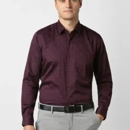 Peter England Purple Regular Fit Striped Shirt-image-21