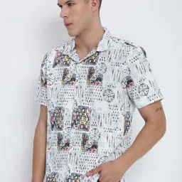 showoffff Showoff White Relaxed Fit Abstract Print Shirt image 3