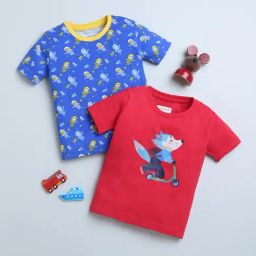 Bumzee Kids Blue & Red Printed T-Shirt (Pack Of 2)-picture-28
