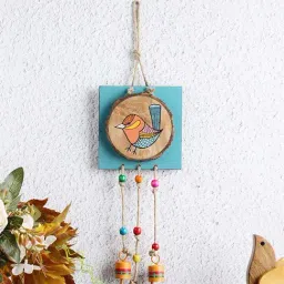VarEesha Multicolor Engineered Wood Chiraiya Hand Painted Gond Art Wind Chimes-image-86