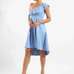 Campus Sutra Sky Blue Polyester Regular Fit High-low Dress-picture-45