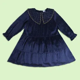 MINIKLUB Kids Navy Embellished Full Sleeves Dress-image-2
