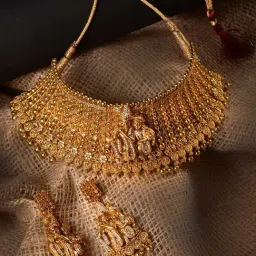 Saraf RS Jewellery Gold Plated AD Studded Krishna Temple Jewellery Set-image-35