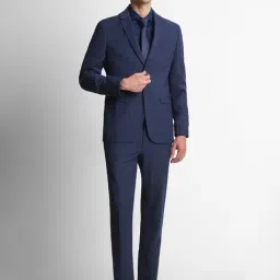 Louis Philippe Navy Slim Fit Checks Two Piece Suit-image-50