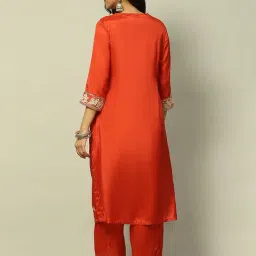 Rangriti Rust Embroidered Straight Kurta image 2