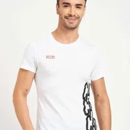 Camla White Cotton Regular Fit Printed T-Shirt-picture-10