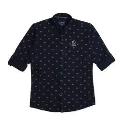 Cavio Kids Navy Printed Full Sleeves Shirt-image-16
