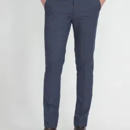Arrow Blue Cotton Slim Fit Texture Trousers-image-72