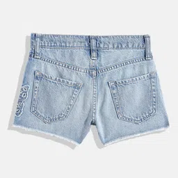 GAP Girls Pure Cotton Washed Denim Shorts with Butterfly Applique image 2