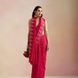 true Browns Pink Saree image 5