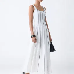 LOV by Westside White Striped A-Line Dress image 3