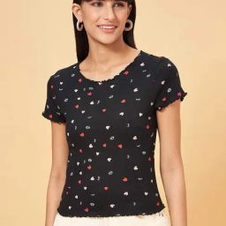 People by Pantaloons Jet Black Cotton Printed T-Shirt-picture-36