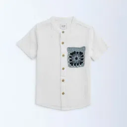 HOP Kids by Westside White Crinkle-Textured Cotton Shirt-image-97