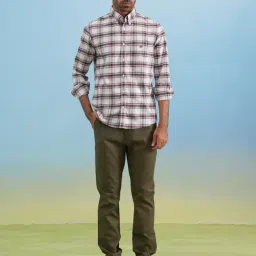 Crimsoune Club Maroon Cotton Slim Fit Checks Casual Shirts image 5