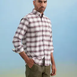 Crimsoune Club Maroon Cotton Slim Fit Checks Casual Shirts image 4