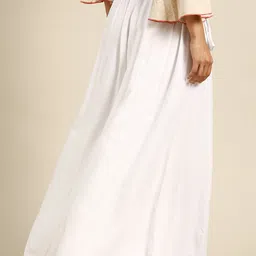 TAG 7 Women White & Purple Solid Flared Palazzos image 5