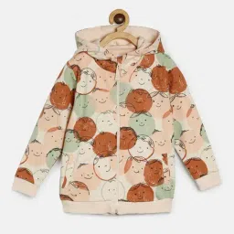 MINIKLUB Kids Peach & Brown Printed Full Sleeves Jacket-image-10