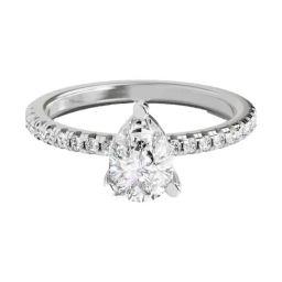 Sparkles White Gold Lab Grown 19 Diamond 0.97ct 14KT Pear Ring For Women-picture-39