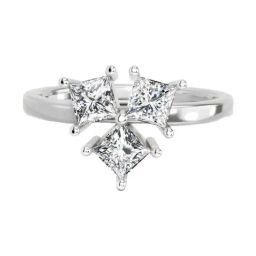 Sparkles White Gold Lab Grown 3 Diamond 1.05ct 14KT Ring For Women-picture-42