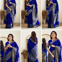 Freezeit Woven Design Zari Silk Blend Handloom Banarasi Saree-picture-16