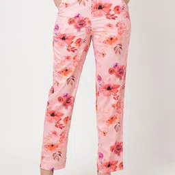 Kraus Jeans Women Floral Printed Straight Fit Mid-Rise Regular Trousers-picture-21