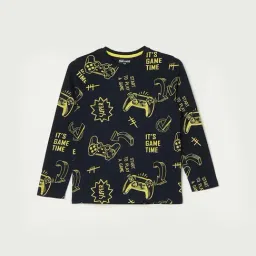 Fame Forever by Lifestyle Kids Navy Cotton Printed Full Sleeves T-Shirt-picture-34