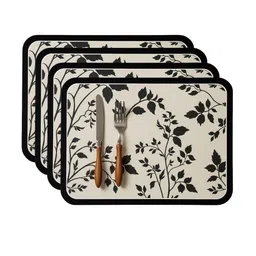 Myntra Elegant Homes 4Pcs Beige & Black Patterned Waterproof Anti-Slip Table Placemats-picture-16