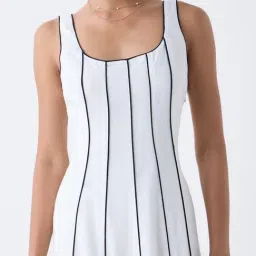 LOV by Westside White Striped A-Line Dress image 4