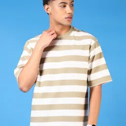 V-Mart Men Striped Round Neck Cotton T-shirt-image-86