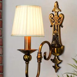 FOS LIGHTING European-style White & Golden Wood Single Light Candelabra Wall Sconce-picture-29