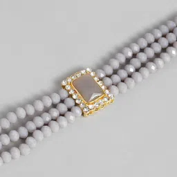 I Jewels Women Grey & Gold-Toned Pearls Gold-Plated Wraparound Bracelet image 4