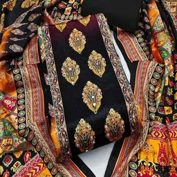Peachmode Printed Silk Chiffon Unstitched Dress Material-picture-7