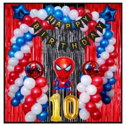 Surprise Decor 10th Happy Birthday Decoration Items Spider Theme Combo Pack of 57 Pcs for Boys, Girls, Kids Spider Theme Birthday Party Decorations, Spider Balloons For Birthday Decorations-picture-25
