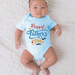 BLUSHES 100% Cotton Fathers Day Theme Half Sleeves Text Printed Onesie - Powder Blue-picture-44