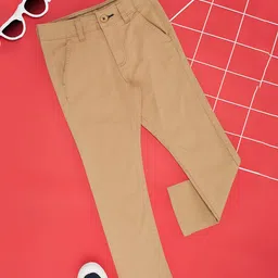 Pantaloons Junior Cotton Lycra Solid Pant - Desert Mist-image-94