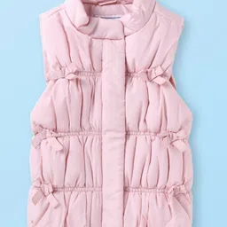 BabyhugWoven Sleeveless Padded Winter Jacket withPockets - Pink-image-15