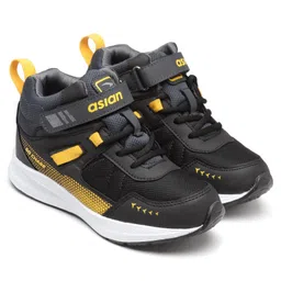 Asian Mesh Detailed Brand Name Designed Sneakers - Black & Mustard-picture-25