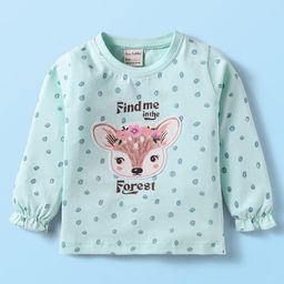 CUCUMBER Sinker Knit Full Sleeves T-Shirt with Deer Print - Aqua Blue-picture-42