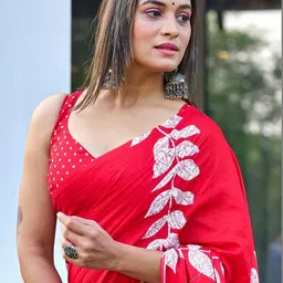 BEYOND ETHNIC Floral Pure Cotton Saree image 4