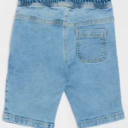 Pantaloons Baby Denim Lion Embroidered Washed Shorts - Blue image 3