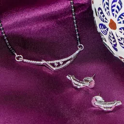 Manikya Silver-Plated Artificial Beads Mangalsutra-picture-28