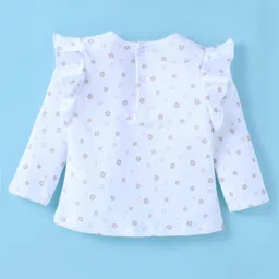 ToffyHouse Interlock Woven Full Sleeves Floral Printed Top & Skirt Set With Waistcoat & Bow Applique - Beige image 3