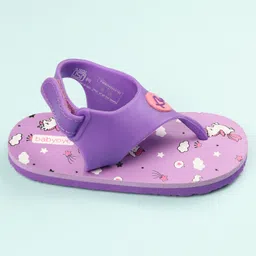 Babyoye Velcro Closure Flip Flops Unicorn Print - Purple image 4